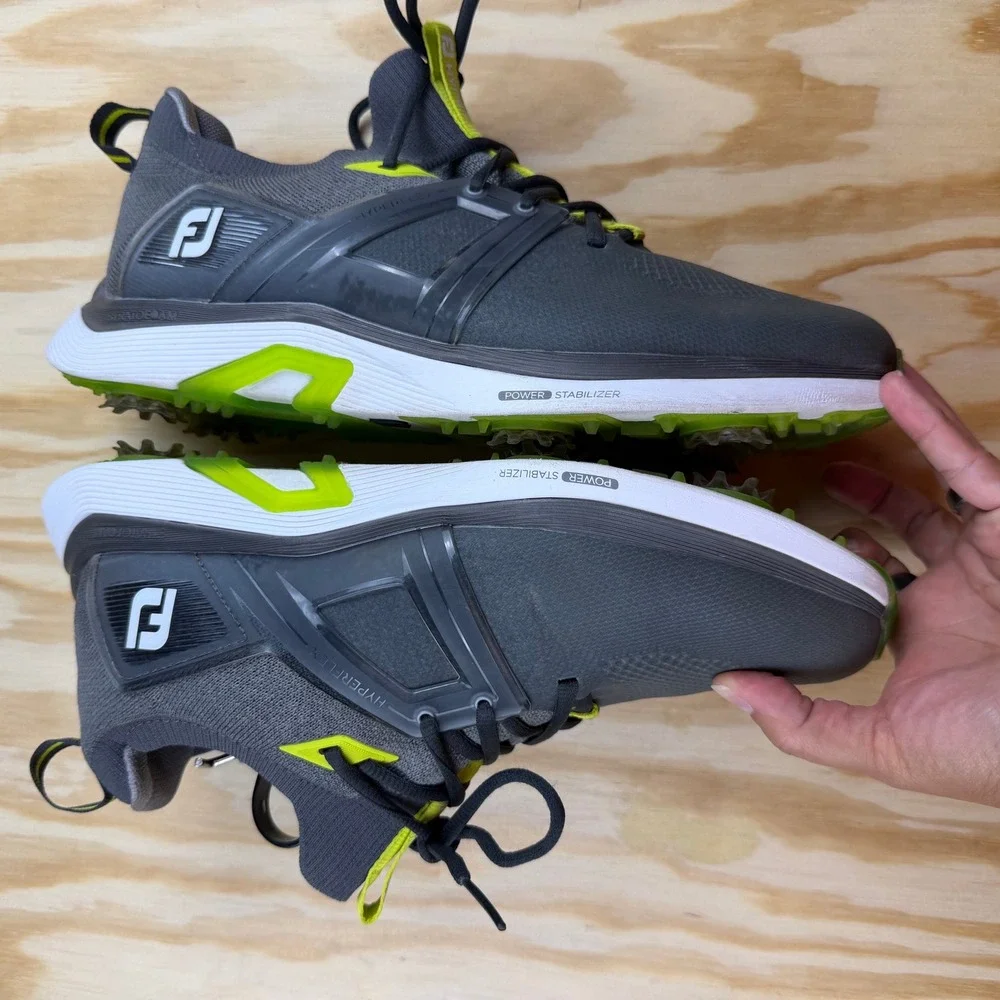 FootJoy HyperFlex Mens Golf Shoes Charcoal Grey Lime Green 51044 Size 8.5 W
